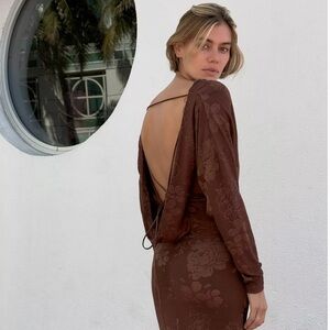 NWT🔥ZARA Open Back Jacquard Maxi Dress
